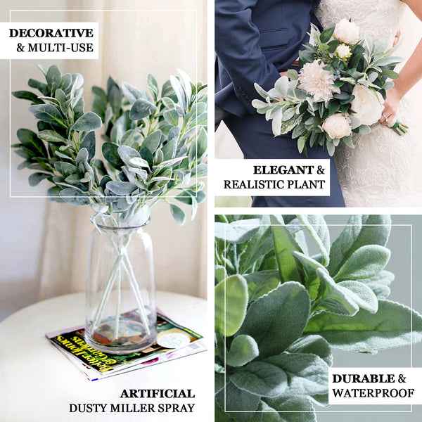 Pack of 2 | 24" Frosted Green Artificial Flocked Lambs Ear Leaf Spray