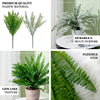 2 Bushes | 18Inch Artificial Boston Fern Leaf Stems, Faux Fern Plants Decor - Frosted Green