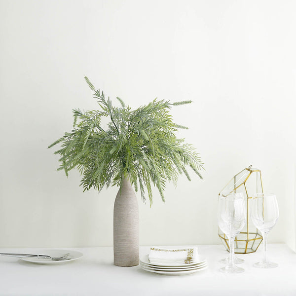 2 Bushes | 15Inch Sagebrush Faux Fern Stems, Artificial Plants Greenery Decor - Frosted Green