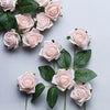 24 Pcs | 2inch Rose Gold/Blush Foam Rose With Stem And Leaves - 16 Colors