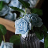 24 Roses | 2inch Dusty Blue Artificial Foam Rose With Stem And Leaves - 16 Colors