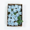 24 Roses | 2inch Dusty Blue Artificial Foam Rose With Stem And Leaves - 16 Colors