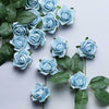 24 Roses | 2inch Dusty Blue Artificial Foam Rose With Stem And Leaves - 16 Colors