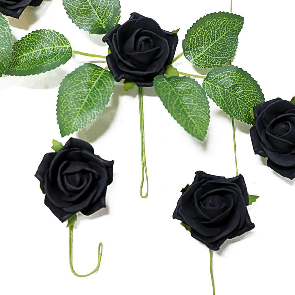 24 Roses | 2inch Artificial Foam Rose With Stem And Leaves - 16 Colors