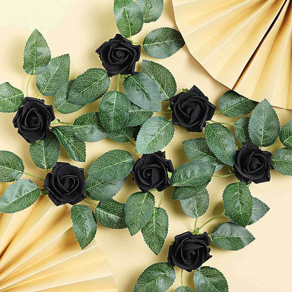 24 Roses | 2inch Artificial Foam Rose With Stem And Leaves - 16 Colors