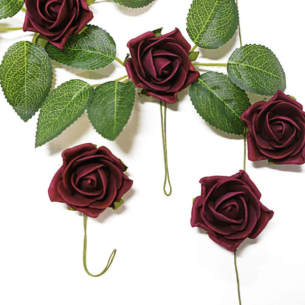 24 Roses | 2inch Artificial Foam Rose With Stem And Leaves - 16 Colors