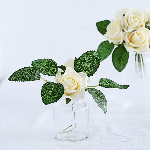 24 Roses | 2inch Artificial Foam Rose With Stem And Leaves - 16 Colors