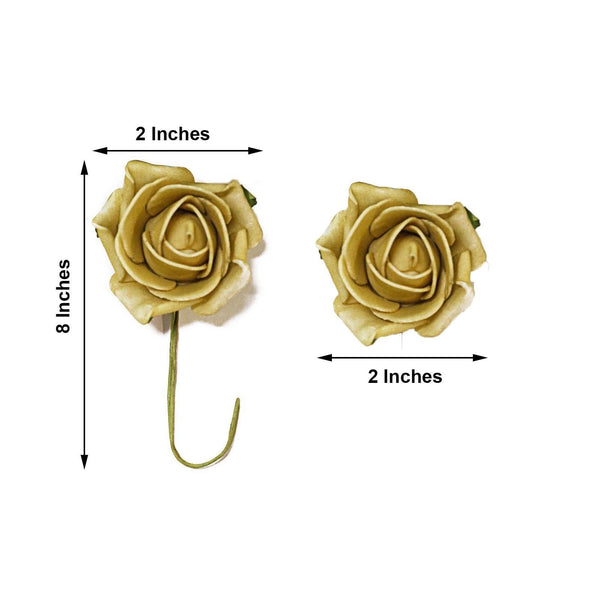 24 Roses | 2inch Artificial Foam Rose With Stem And Leaves - 16 Colors