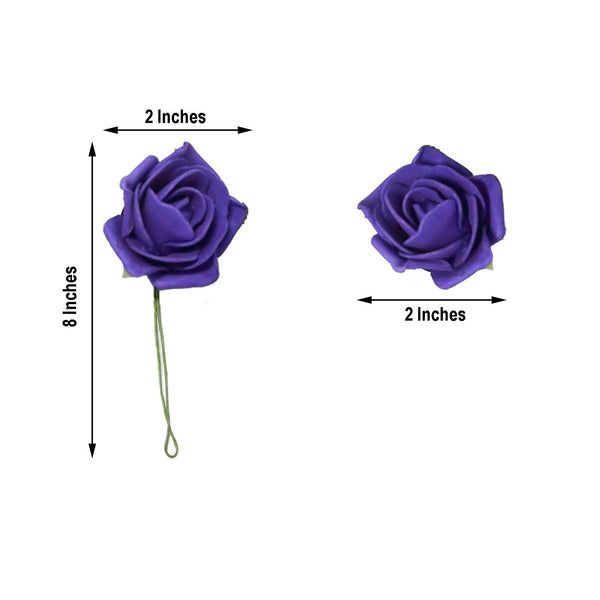 24 Roses | 2inch Artificial Foam Rose With Stem And Leaves - 16 Colors