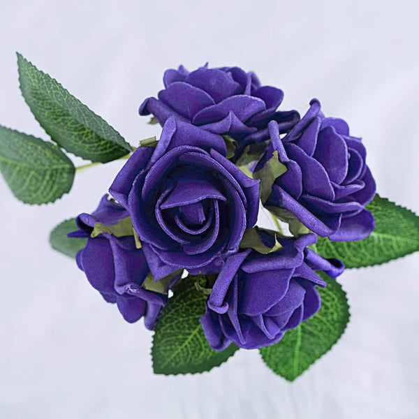 24 Roses | 2inch Artificial Foam Rose With Stem And Leaves - 16 Colors