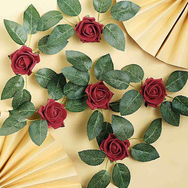 24 Roses | 2inch Artificial Foam Rose With Stem And Leaves - 16 Colors