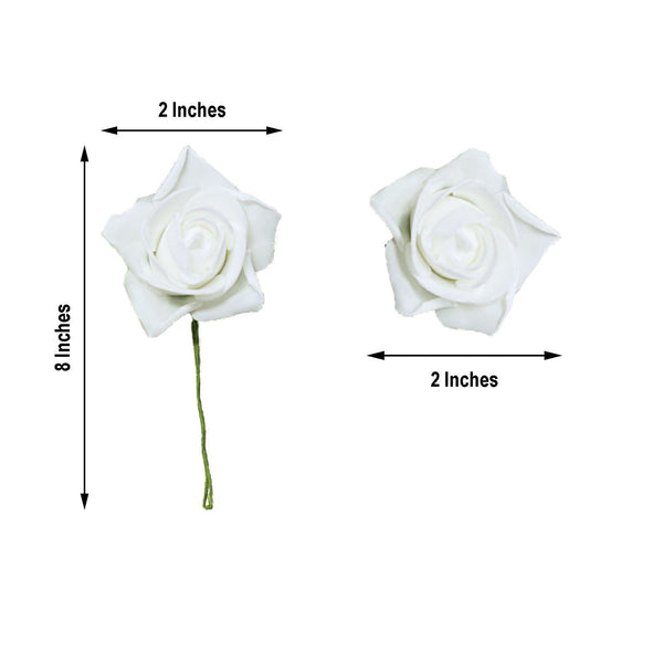 24 Roses | 2inch Artificial Foam Rose With Stem And Leaves - 16 Colors