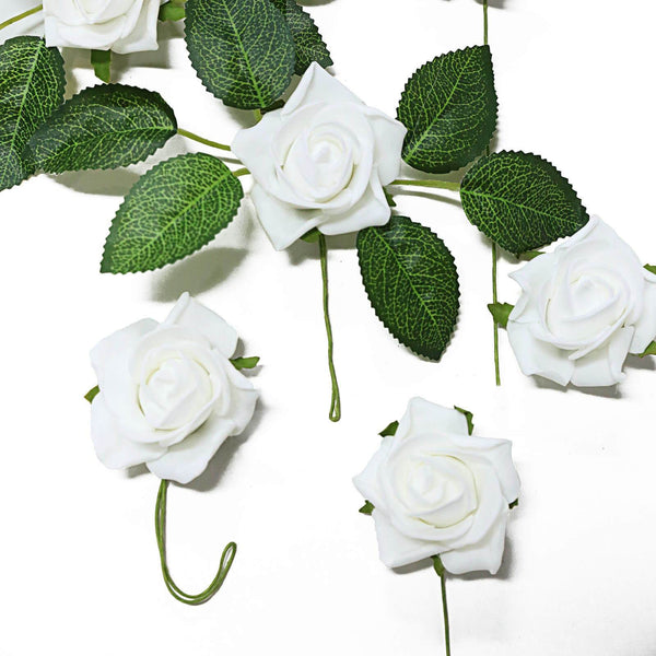 24 Roses | 2inch Artificial Foam Rose With Stem And Leaves - 16 Colors