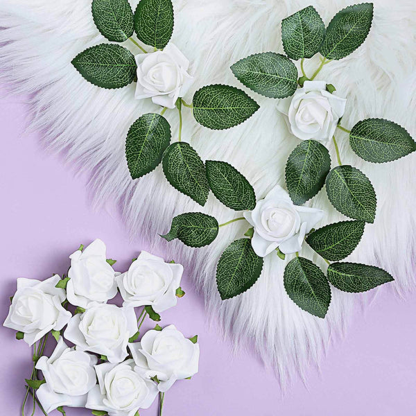 24 Roses | 2inch Artificial Foam Rose With Stem And Leaves - 16 Colors