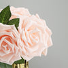 24 Roses 5inch Rose Gold/Blush Artificial Foam Rose With Stems And Leaves 16 Colors