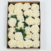 24 Roses 5inch Cream Artificial Foam Rose With Stems And Leaves 16 Colors