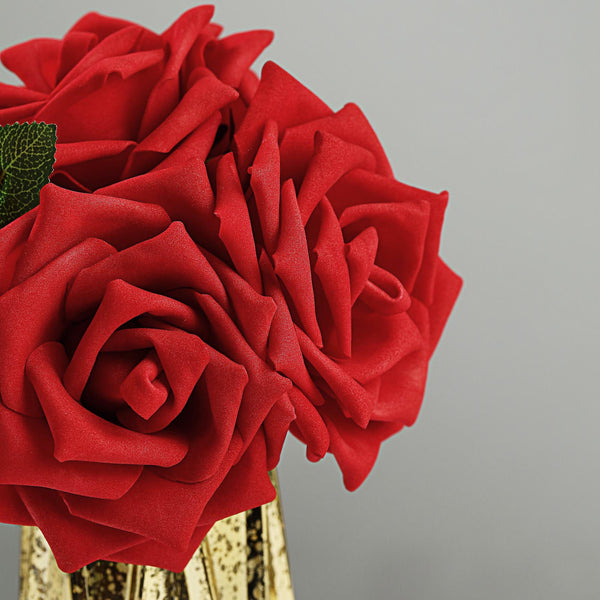 24 Roses 5inch Red Artificial Foam Rose With Stems And Leaves16 Colors