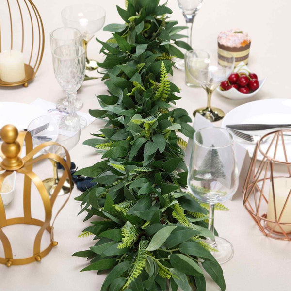 4 FT | Real Touch Willow & Frond Leaves Green Artificial Garland