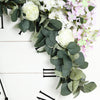 42" Frosted Green Artificial Eucalyptus Leaves Garland With Ranunculus Flowers