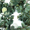 Frosted Green Faux Eucalyptus Garland, White Rose Flowers, Flower Garland Backdrop Decor