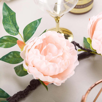 6 ft | Blush | Silk Peony Garland | Bendable Wire Vines | Artificial Flower Garlands with Leaves#whtbkgd