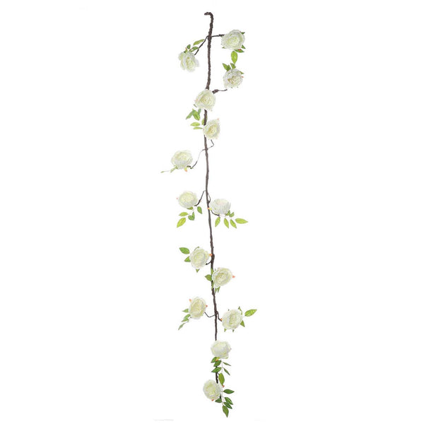 6 ft | Blush | Silk Peony Garland | Bendable Wire Vines | Artificial Flower Garlands with Leaves