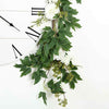 6 ft | White | 7 Flowers | Silk Peony Garland | Bendable Wire Vines | Artificial Flower Garlands with Seeds and Leaves