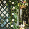6 ft | White | 7 Flowers | Silk Peony Garland | Bendable Wire Vines | Artificial Flower Garlands with Seeds and Leaves