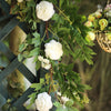 6 ft | White | 7 Flowers | Silk Peony Garland | Bendable Wire Vines | Artificial Flower Garlands with Seeds and Leaves