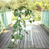 6 ft | White | 7 Flowers | Silk Peony Garland | Bendable Wire Vines | Artificial Flower Garlands with Seeds and Leaves