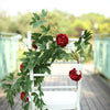 6 ft | Burgundy | 7 Flowers | Silk Peony Garland | Bendable Wire Vines | Artificial Flower Garlands with Seeds and Leaves
