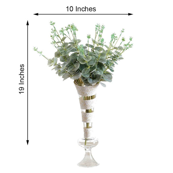 2 Bushes | 19'' Tall Frosted Green Artificial Eucalyptus Sprays