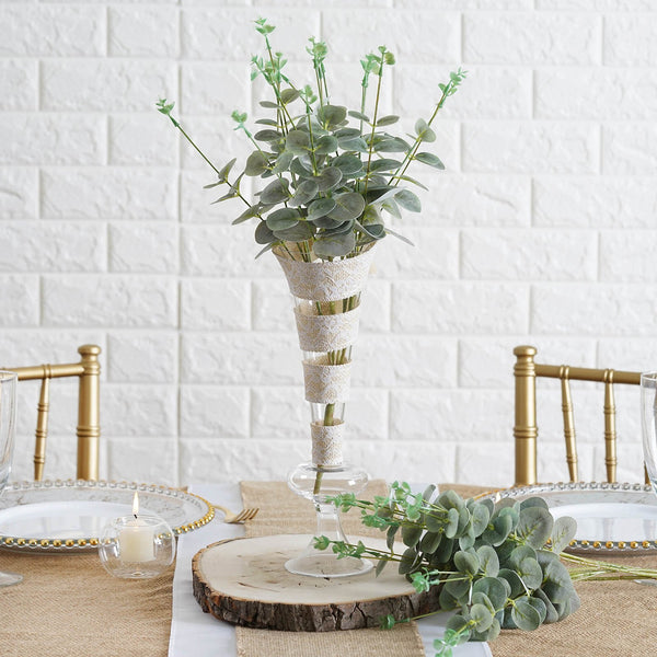 2 Bushes | 19'' Tall Frosted Green Artificial Eucalyptus Sprays