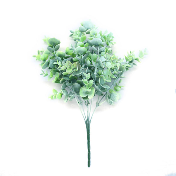 3 Bushes - 14" Frosted Green Flexible Artificial Eucalyptus Stems - UV Protected Artificial Outdoor Plant