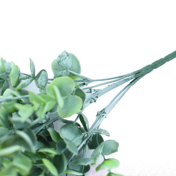 3 Bushes - 14" Frosted Green Flexible Artificial Eucalyptus Stems - UV Protected Artificial Outdoor Plant