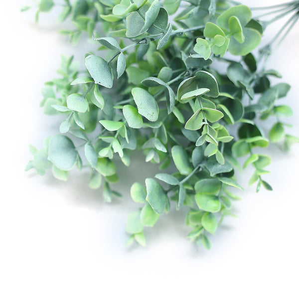 3 Bushes - 14" Frosted Green Flexible Artificial Eucalyptus Stems - UV Protected Artificial Outdoor Plant 