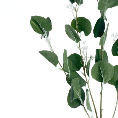 2 Bushes | 40inch Green Artificial Eucalyptus Stems, Silver Dollar Eucalyptus Leaves Spray#whtbkgd