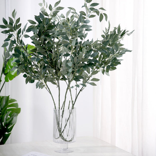 2 Stems | 42inch Honey Locust Leaves Spray, Artificial Greenery - Frosted Dark Green