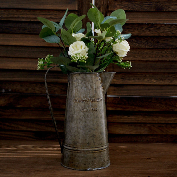 15inch Artificial Seeded Eucalyptus Leaves Stems, Ivory Silk Roses Wedding Greenery Bouquet Floral