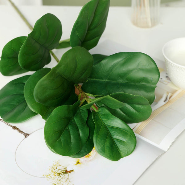 2 Pack | 25Inch Artificial Fiddle Leaf Stem Faux Greenery Centerpiece Decor