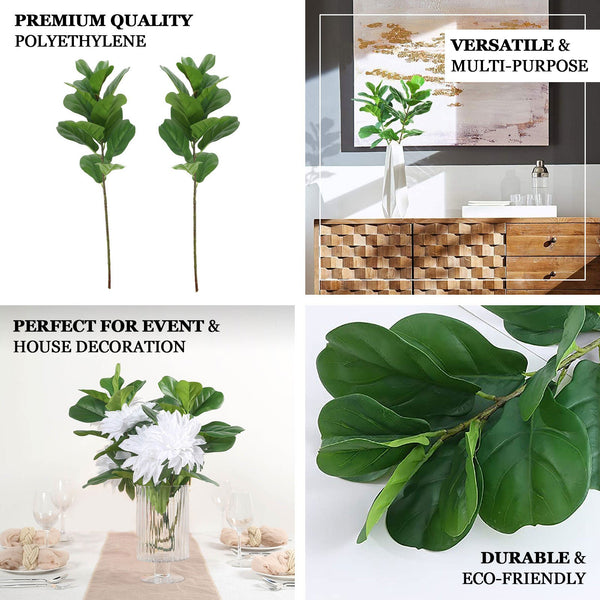 2 Pack | 30" Faux Fiddle Leaf Fig Tree, Artificial Ficus Lyrata Green Plant Indoor Home Office Decoration