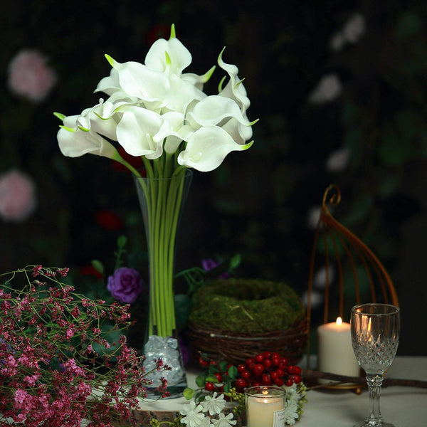 white silk calla lilies 20 Pack | 14" Tall | Artificial Calla Lily Flowers | Real Touch Flowers