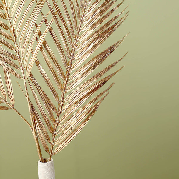 Metallic Gold Artificial Palm Leaf Spray, Tropical Leaves Vase Filler Floral Decoration