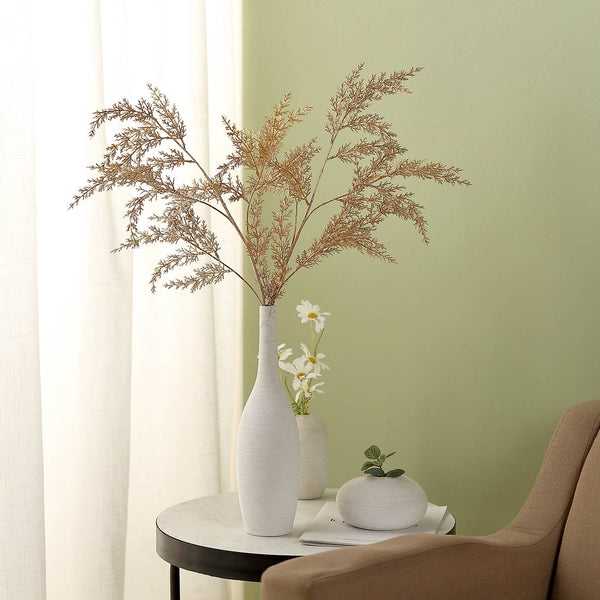 Metallic Gold Artificial Fern Leaf Spray, Tropical Leaves Vase Filler Floral Decoration
