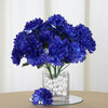 Small Chrysanthemum Bush Artificial Silk Flowers - Navy Blue