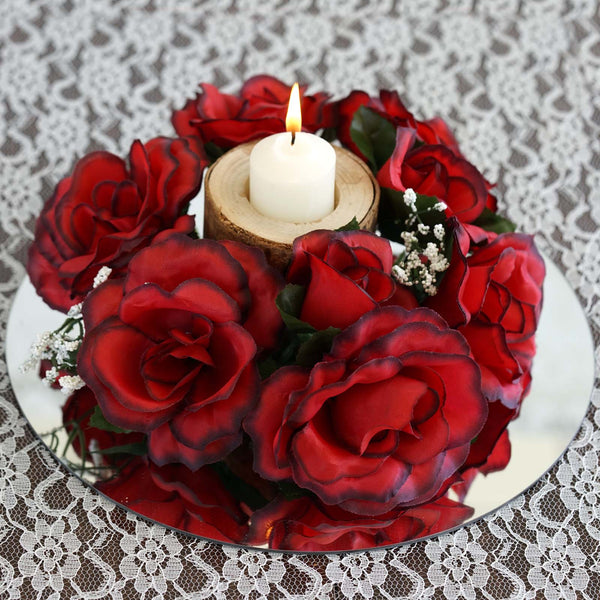 Candle Ring Black Red 4 pk Silk Flowers Factory
