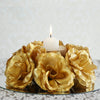 Silk Rose Candle Ring Artificial Flowers - Gold - 4 pcs