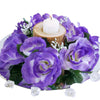 Silk Rose Candle Ring Artificial Flowers - Purple - 4 pcs