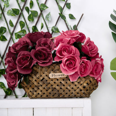 Velvet Rose Bouquet Artificial Flowers- Fuchsia