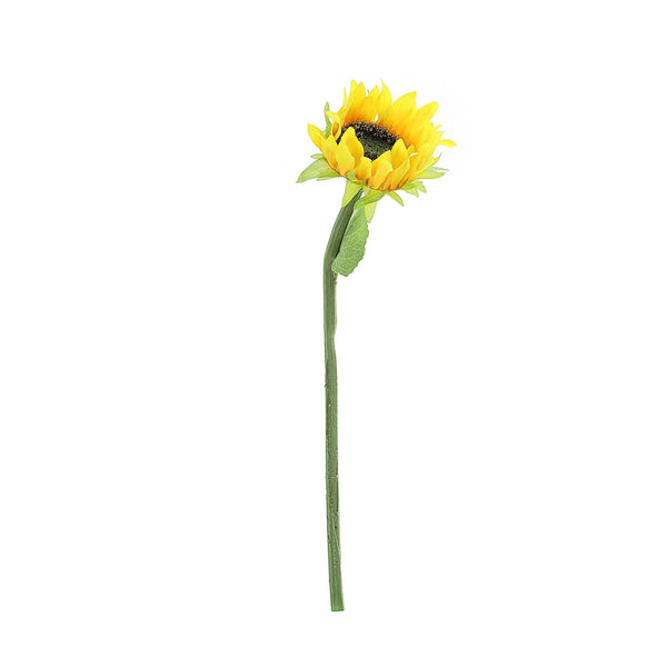 17inch Tall Artificial Sunflower Bouquet, Yellow Sunflower Stems Wedding Bouquet - 3 Stems#whtbkgd